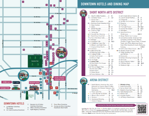 Downtown Hotels and Dining Map Thumbnail