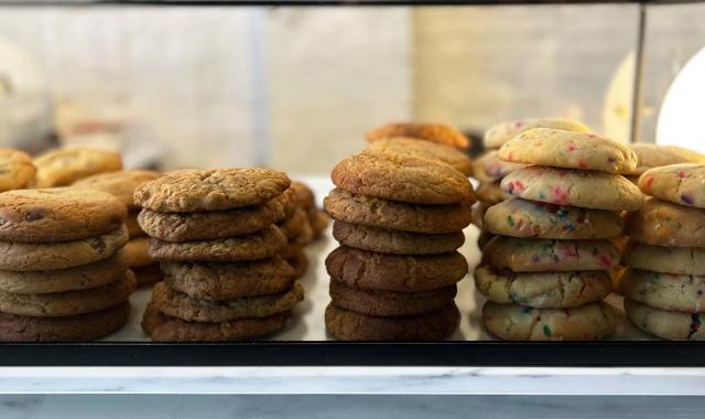 Cookies stacked up in a bakery in Harrisburg