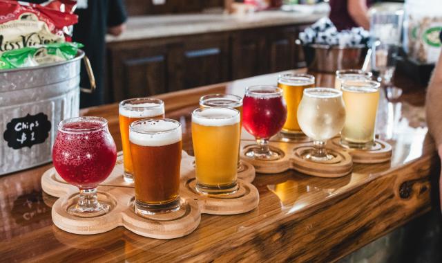 Beer glasses at bar