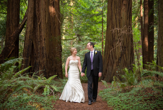 Bride and Groom in the Redwoods