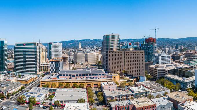Downtown Oakland panorama aerial