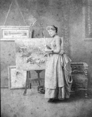 Black And White Photo Of Adelia Armstrong Lutz Painting