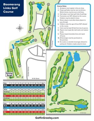 Map showing the golf course at Boomerang Links