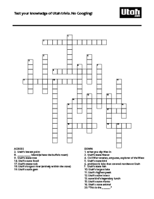 Crossword puzzle from Utah.com