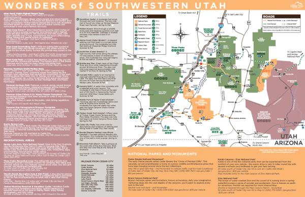 Wonders of Southwestern Utah - Area Map