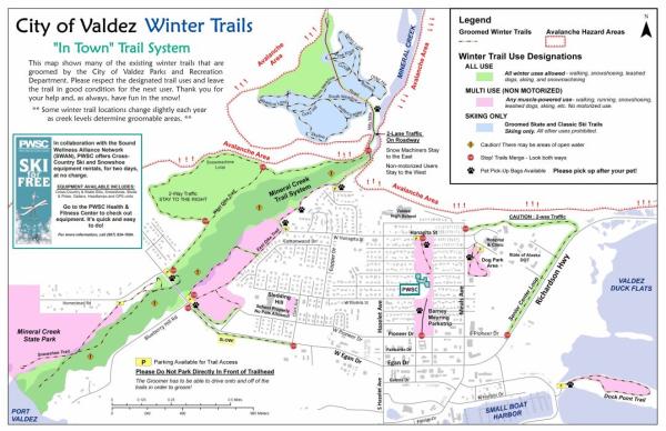 a map of skiing trails around Valdez, Alaska