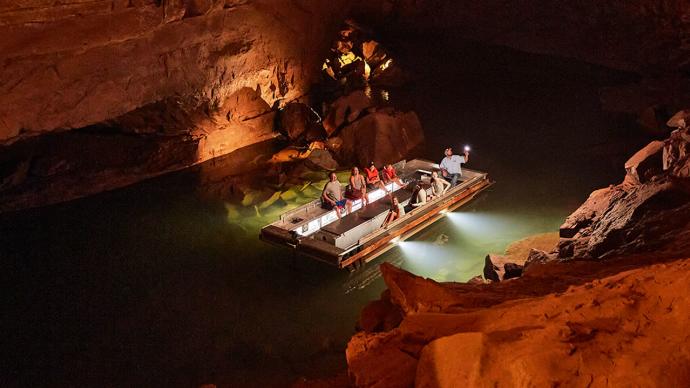 Underground cave boat tour in Bowling Green, Ky.