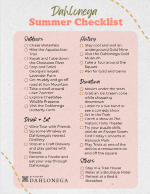 Dahlonega Summer Checklist