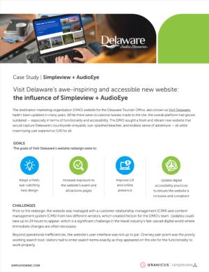 A screenshot of the Visit Delaware case study on Simpleview + AudioEye
