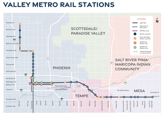Phoenix Valley Metro Light Rail Map