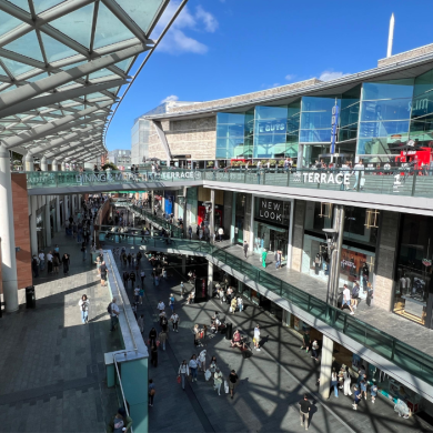 A birdseye view of Liverpool ONE shops and restraunts