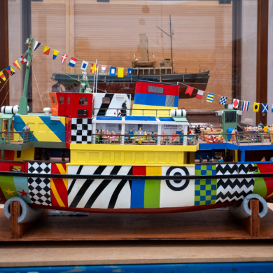 A lego display of Mersey Ferries boat.