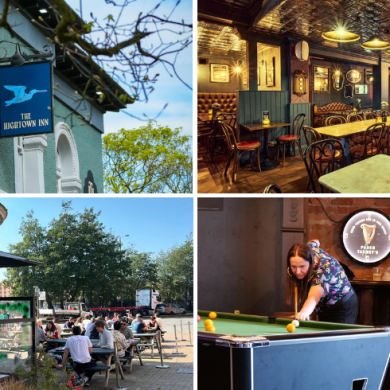 A grid of four pictures taken in four different pubs which all sell guinness.