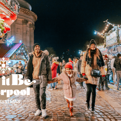 A family at Liverpool's Christmas Markets