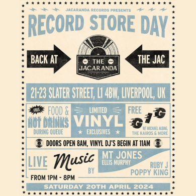 A poster for Record Store Day at the Jacaranda