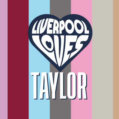 A graphic of Liverpool Loves Taylor with different colours of Taylor Swift's Eras tour