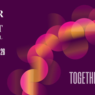 A purple background with a ring of orange and pink circles in a pattern. The text says River of Light in white text.