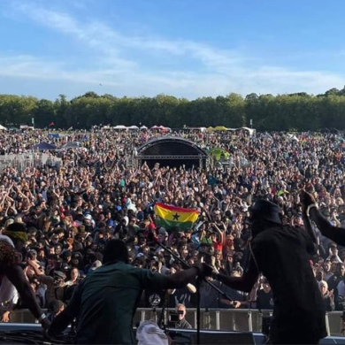 Ghanian group Santrofi at the end of their set at Oyé 2022 in Sefton Park (Photo: Santrofi)