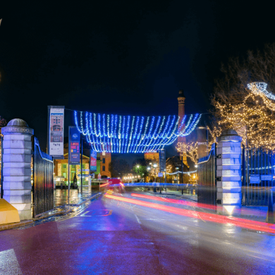 The Albert Dock decorated for Christmas