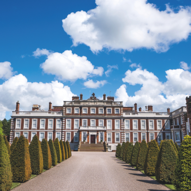 The entrance and driveway leading to Knowsley Hall
