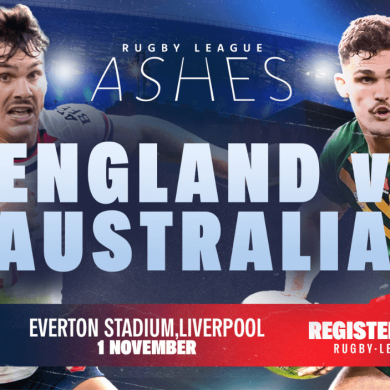 A poster for the Rugby League Ashes for England vs Australia