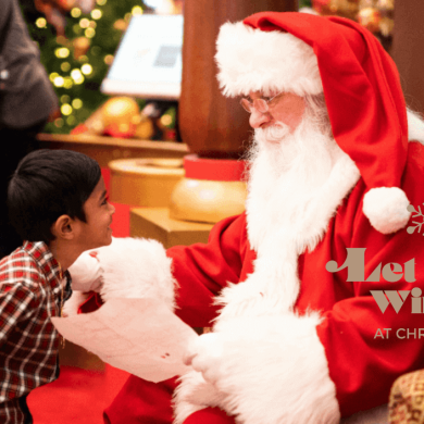 A small boy meets Santa