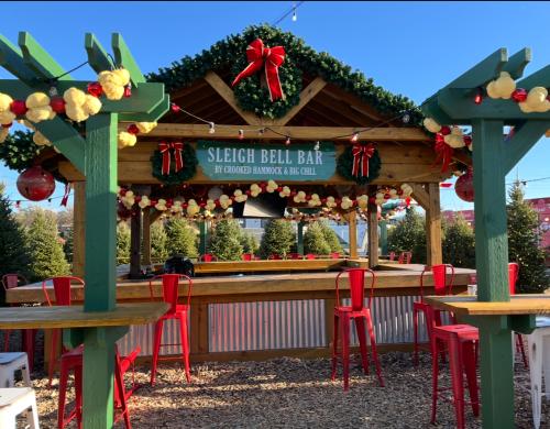 Sleigh Bell Bar at Schellville, decorated for the holiday season with garlands.