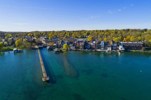 Skaneateles Lake Aerial view of Skaneateles lake and village