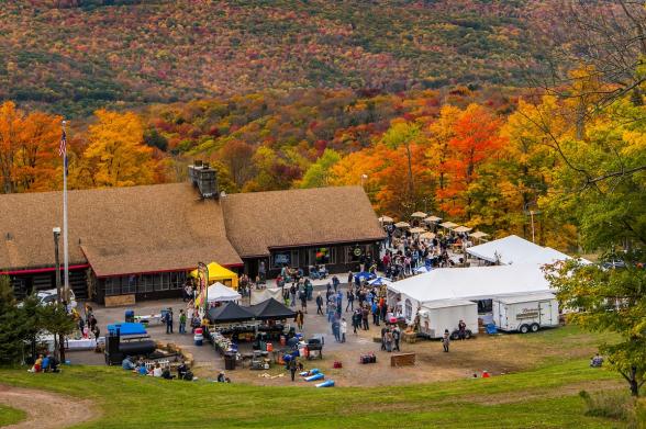 Belleayre Mountain Fall Festival People gather at tents set up at the Belleayre Mountain Fall Festival