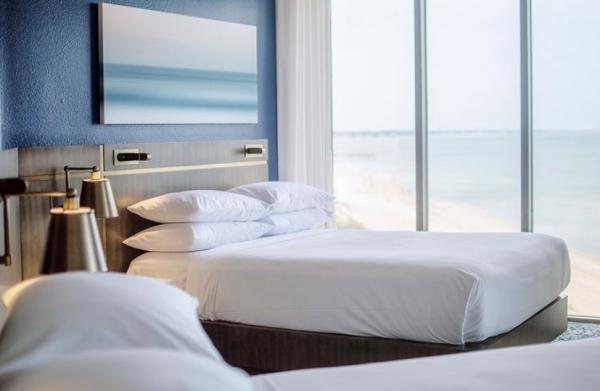 Double room at the Delta VB Bayfront Suites