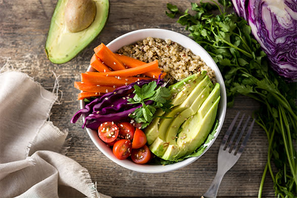 Bowl of rice and vegetables