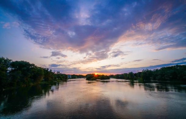 sunset over grand river in caledonia