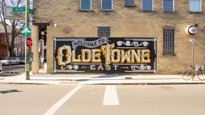 "Welcome to Olde Towne East" Mural