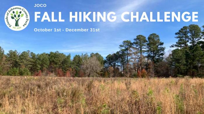 Fall Hiking Challenge Banner Graphic with the Friends of Johnston County Parks