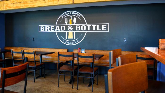 Bread & Bottle Logo on the wall in the restaurant in Downtown Princeton.