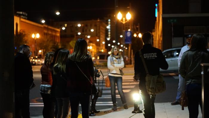 Chris Staudinger leading a Pretty Gritty ghost tour