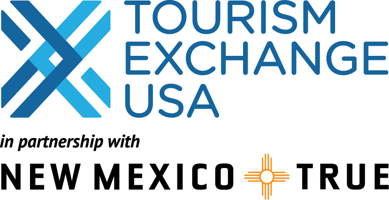 The logo for Tourism Exchange USA in partnership with New Mexico True