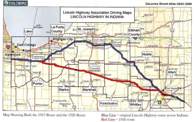 Lincoln Highway Blue and Red Line