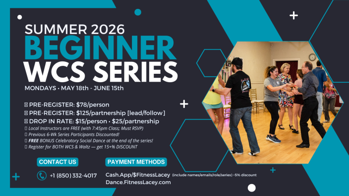 Beginner West Coast Swing Series MONDAYS 6:30 PM STARTS 5/18 • 5-Week (+Bonus Week) — event imagery