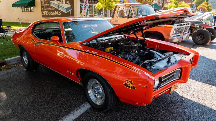 Classic cars lined up for the Parowan Fun Run Car Show