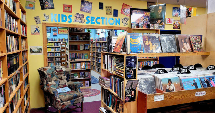 Pauper's Books kids section from Good Vibes article.