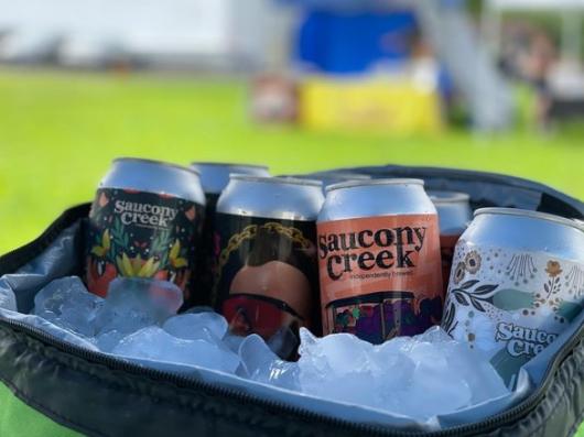 Assorted cans of Saucony Beer on Ice