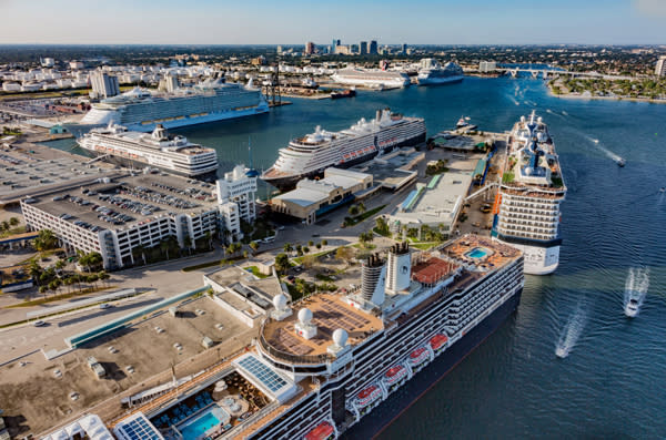 Aerial photo of Midport Cruise Terminals looking north