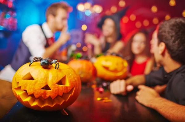Pumpkins on a bar