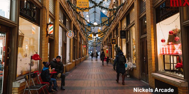 Nickels Arcade at the Holidays