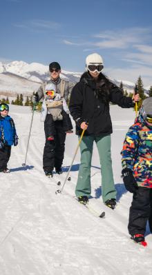 A family nordic skis at the Grand Lake Nordic Center