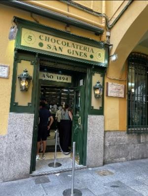 Outside of Chocolateria San Gines in Madrid