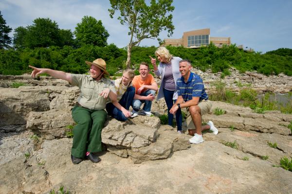 Park Ranger and family at the Falls of the Ohio State Park