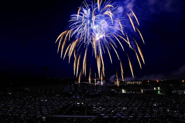 Independence Day fireworks show in Dublin, Ohio.