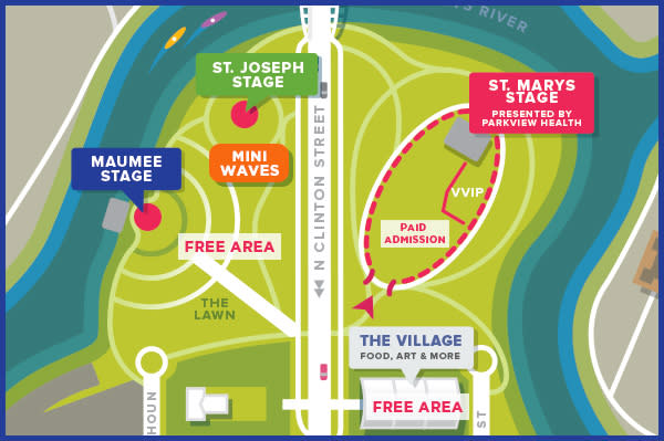 Middle Waves Music Festival 2017 Map - Fort Wayne, IN